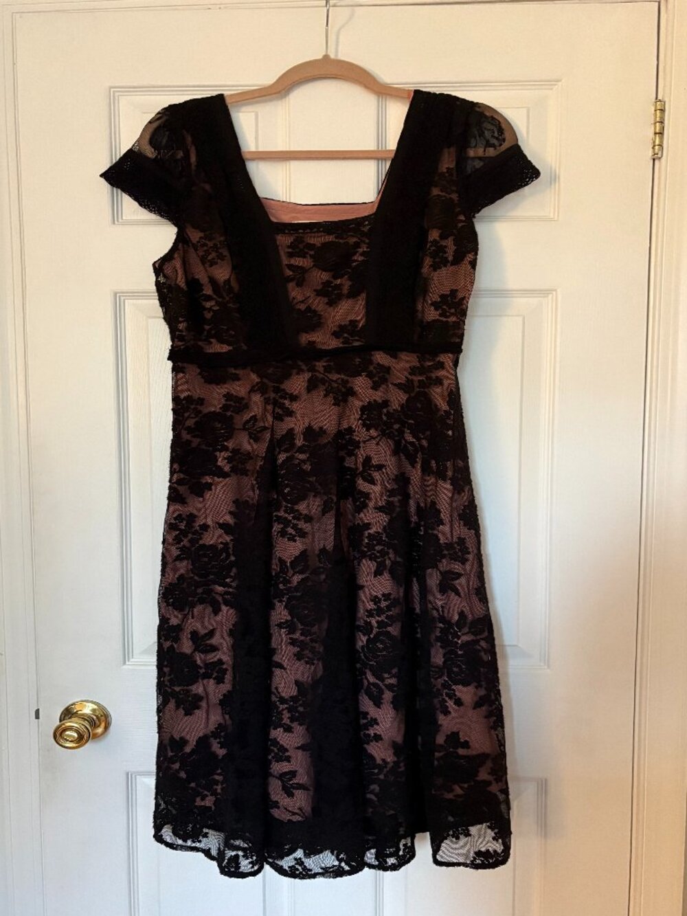 NWOT Anthropologie Moulinette Soeurs Black Lace Overlay Dress Sz 14